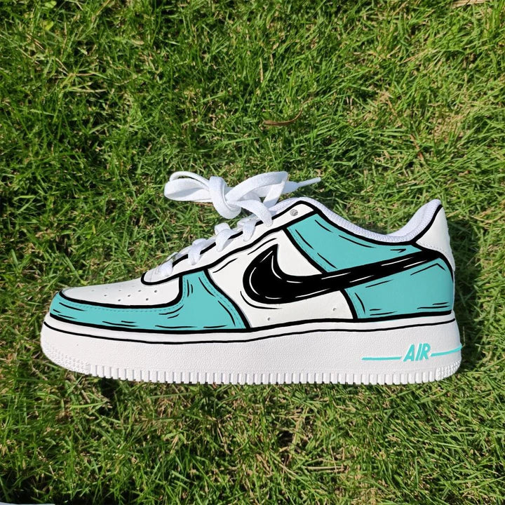 Air Force 1 cartoon azul agua