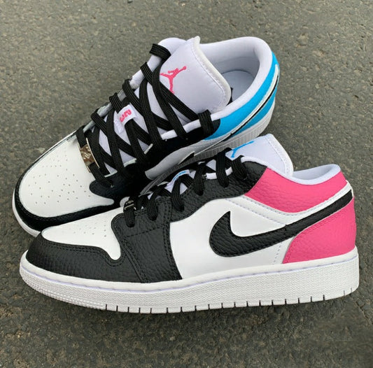 Jordan 1 low rosa y azul